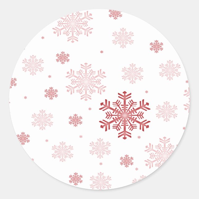 Rot/Rosa Schneeflocken - Winterkleber Runder Aufkleber (Vorderseite)