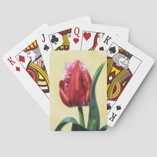Rot-rosa Tulpen-Blumenkunst Spielkarten (Rückseite)