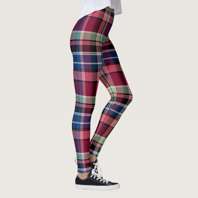 Rot, Rosa und Blau kariert Leggings (Rechts)