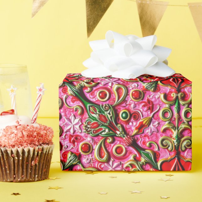 ~ Rot, Rosa und Gold ~ Geschenkpapier (Geburtstagsparty)