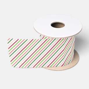 Rot, Rosa und Grüne Streifen Weihnachtsmuster Satinband