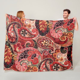 Rot, Rosa und Vintag Paisley Floral Fleecedecke