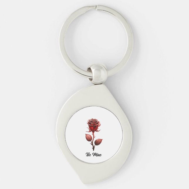 Rot. Rose Akryllischer Schlüsselanhänger (Vorderseite)