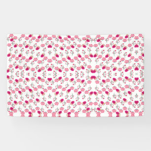 Rot & Rosé symmetrisches Blumen-Gartenmuster Banner