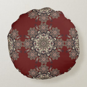 Rot/Roserundes umschaltbares Mandala-Kissen Rundes Kissen