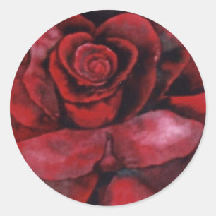 "Rot, Rote Rose" Blumenaufkleber Runder Aufkleber