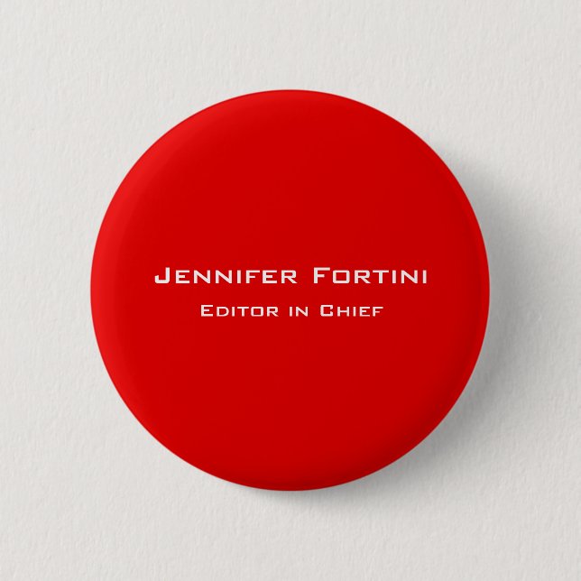 Rot Schlicht Elegante Moderne Minimalistische Button (Vorderseite)