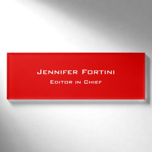 Rot Schlicht Elegante Moderne Minimalistische Namenschild