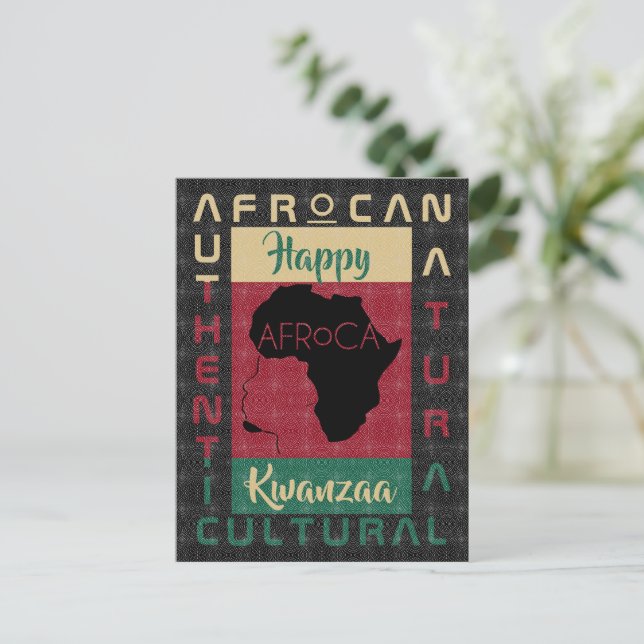 Rot schwarz AFRoCA Afro Africa Black Heritage Postkarte (Stehend Vorderseite)