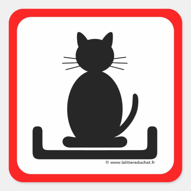 Rot-Schwarz-Aufkleber Katzenstreu Quadratischer Aufkleber (Vorderseite)