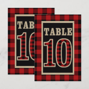 Rot & Schwarz Büffel Karo Rustikales Tischschild N Einladung