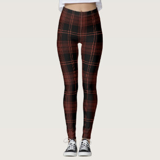 Rot, Schwarz, Cherrywood, Red Damask Tartan Leggings