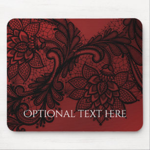 Rot & Schwarz Dark Elegance schwarzes Spitzen-Look Mousepad