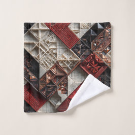 Rot Schwarz Elfenbein Mikro-Mosaik 3D geometrisch Waschlappen