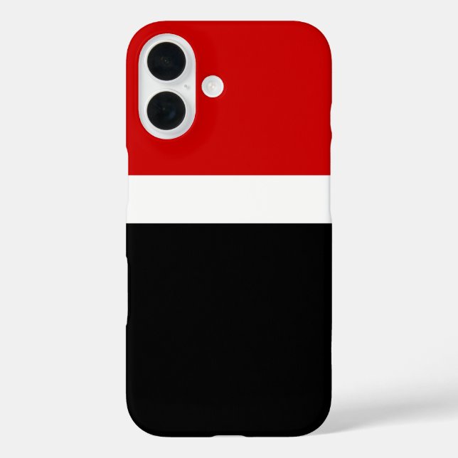 Rot-Schwarz-Farbblockstil iPhone 16 Hülle (Rückseite)