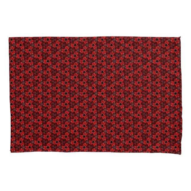 Rot-Schwarz-Flora-Show Pillowcase Kissenbezug (Vorderseite)