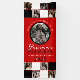 Rot-Schwarz-FotoCollage Abschluss Vinyl Banner