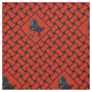 Rot-Schwarz-Gewebe, Diamant, Friesisches Pferd 5" Stoff