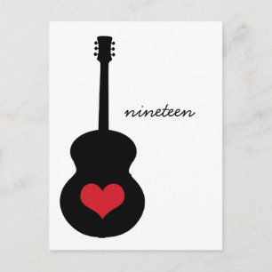 Rot/Schwarz-Gitarrenherz Postkarte