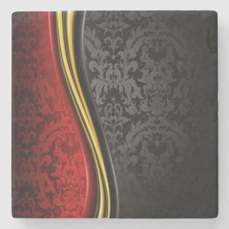 ROT, SCHWARZ & GOLD BAROQUE DESIGN MARBLE UNTERSET STEINUNTERSETZER