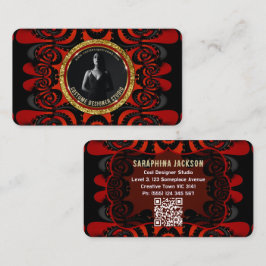 Rot Schwarz + Gold Funky Gothic Kreativ Visitenkarte