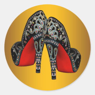 Rot Schwarz Gold High Heel Schuh Aufkleber