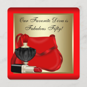 Rot Schwarz Gold Parfüm Damen Geburtstagsfeier Einladung