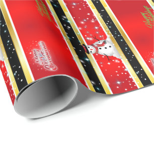 Rot Schwarz & Gold Streifen Weihnachten Geschenkpapier