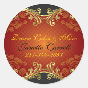 Rot-Schwarz-Gold-Wirbel Runder Aufkleber