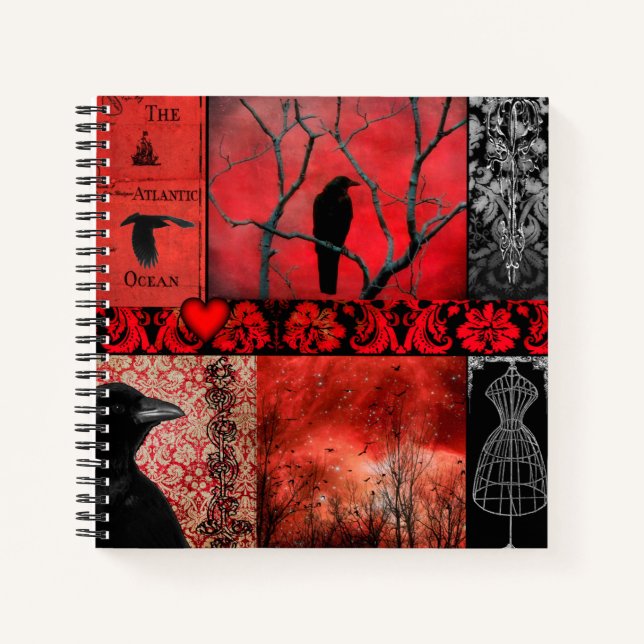 Rot-Schwarz-Gotik Notizbuch (Vorderseite)
