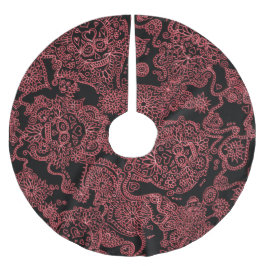 Rot-schwarz-gotische Skulptur-Rock Polyester Weihnachtsbaumdecke