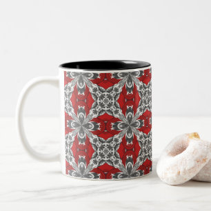 Rot Schwarz Grau und Weiß Wiederholungskachel Must Zweifarbige Tasse