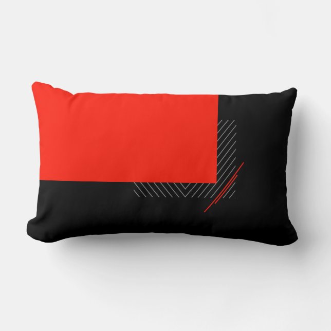 Rot, schwarz, grau, weiß pinstripe lendenkissen (Vorderseite)