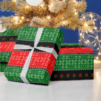 Rot-Schwarz-Grün-Stammesdruck Geschenkpapier