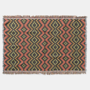 Rot-Schwarz-Grün-Tribal ägyptischer Korb Weave Decke