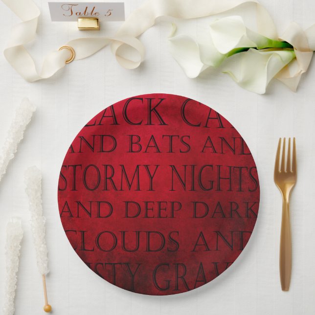 Rot & Schwarz Grunge Gothic Pappteller (Hochzeit)