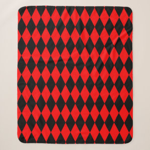 Rot-Schwarz-Harlekin-Diamanten-Schachbrett-Design  Sherpadecke