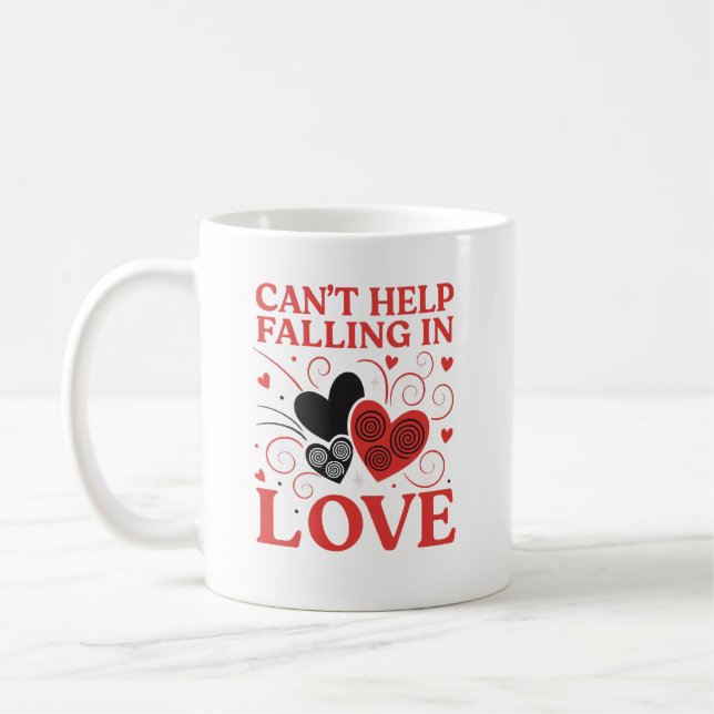 Rot & Schwarz Herz Design Kaffeetasse (Links)