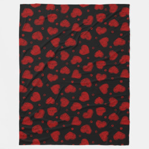Rot-Schwarz-Herzen-Muster Fleecedecke