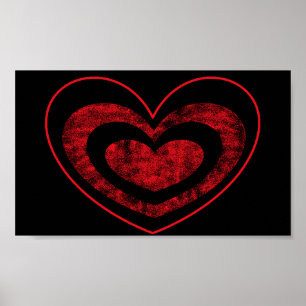 Rot-Schwarz-Herzposter-Wandbehang Poster