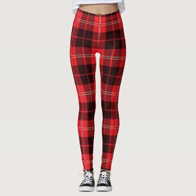 Rot/Schwarz Karierte Leggings (Vorderseite)