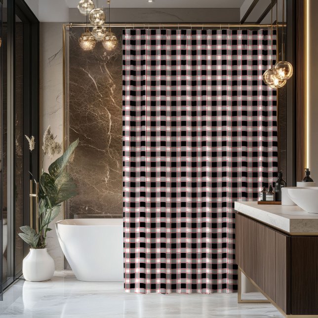 Rot-schwarz karierter Vorhang Willkommensgeschenk  (Red Black Plaid Curtain Welcome Gift for Home)