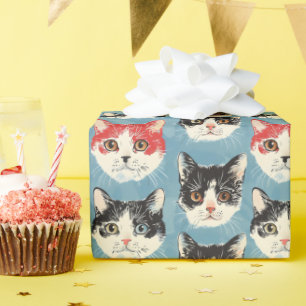 Rot-Schwarz-Katzen-Muster Geschenkpapier