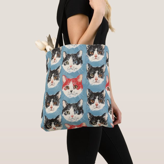 Rot-Schwarz-Katzen-Muster Tasche (Von Nahem)