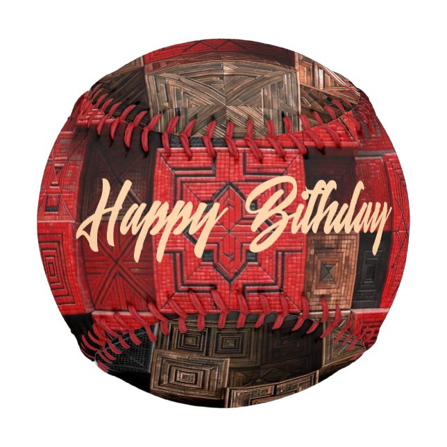 Rot Schwarz Kupfer 3D-Mosaik  Baseball (Vorderseite)