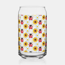 Rot-Schwarz-Ladybug mit Blume Dosenglas