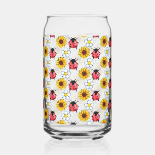 Rot-Schwarz-Ladybug mit Blume Dosenglas