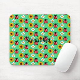 Rot-Schwarz-Ladybug mit Blume Mousepad