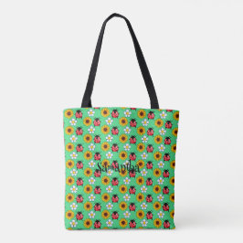 Rot-Schwarz-Ladybug mit Blume Tasche