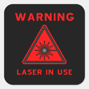 Rot-Schwarz-Laser-Warnsymbol Quadratischer Aufkleber